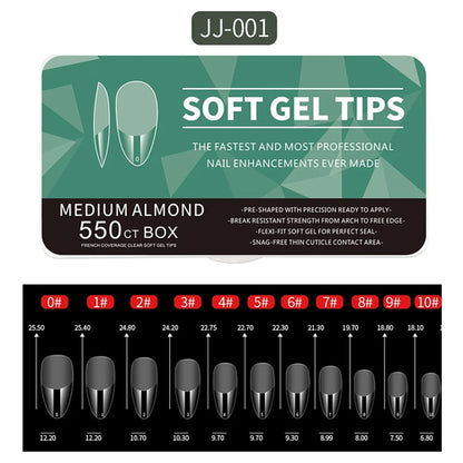 550pcs Soft Gel Nail Tips Medium Short Almond Coffin Full Cover Matte