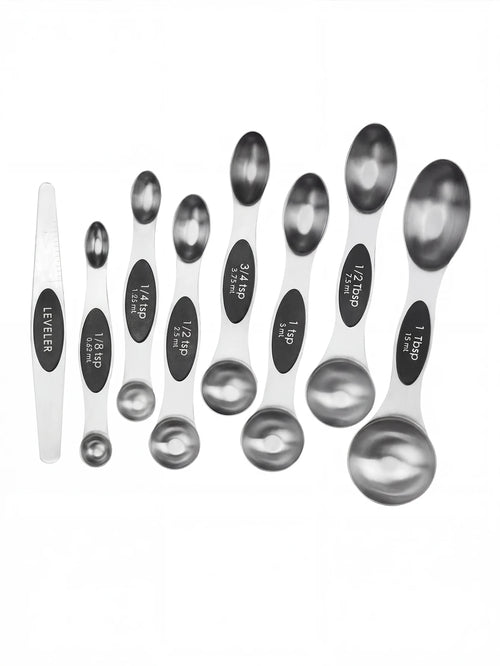 Pack of 8 Stainless Steel Magnetic Measuring Spoons Set, Dual Sided,