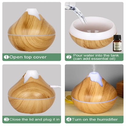 350ML USB Aroma Oil Diffuser Wood Electric Humidifier Ultrasonic Air