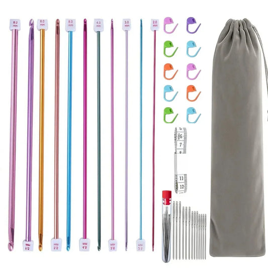 11 Size Tunisian Afghan Crochet Hooks Knit Needles Multicolor Aluminum