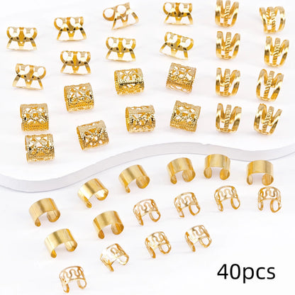 40PCS/Set Elegant Hollow Out Hair Rings With Different Patterns For