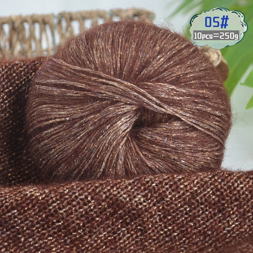 250g Large Bag of Colorful Glittery Wool Mohair Yarn, DIY Materials