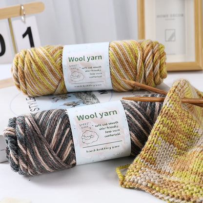 500g Gradient Dyed Rainbow Alpaca Wool Yarn, Thick Yarn for Hand