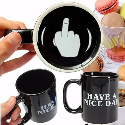 Ceramic Coffee Mug with Vertical Middle Finger Creative Relaxed
