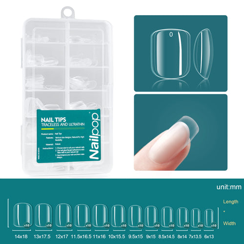 Nailpop Soft Gel Tips for Nails Acrylic Material Medium Almond/Coffin