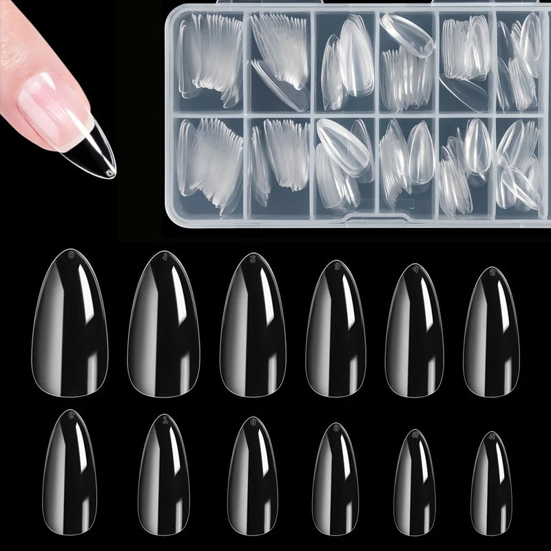 240 Almond False Nail Tips Clear Matt Soft Fake Nails Extension