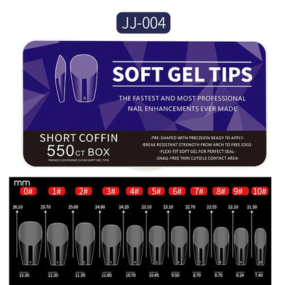 550pcs Soft Gel Nail Tips Medium Short Almond Coffin Full Cover Matte