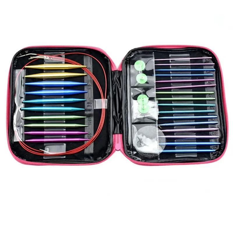 Aluminum Circular Knitting Needles Set Interchangeable Crochet Hooks