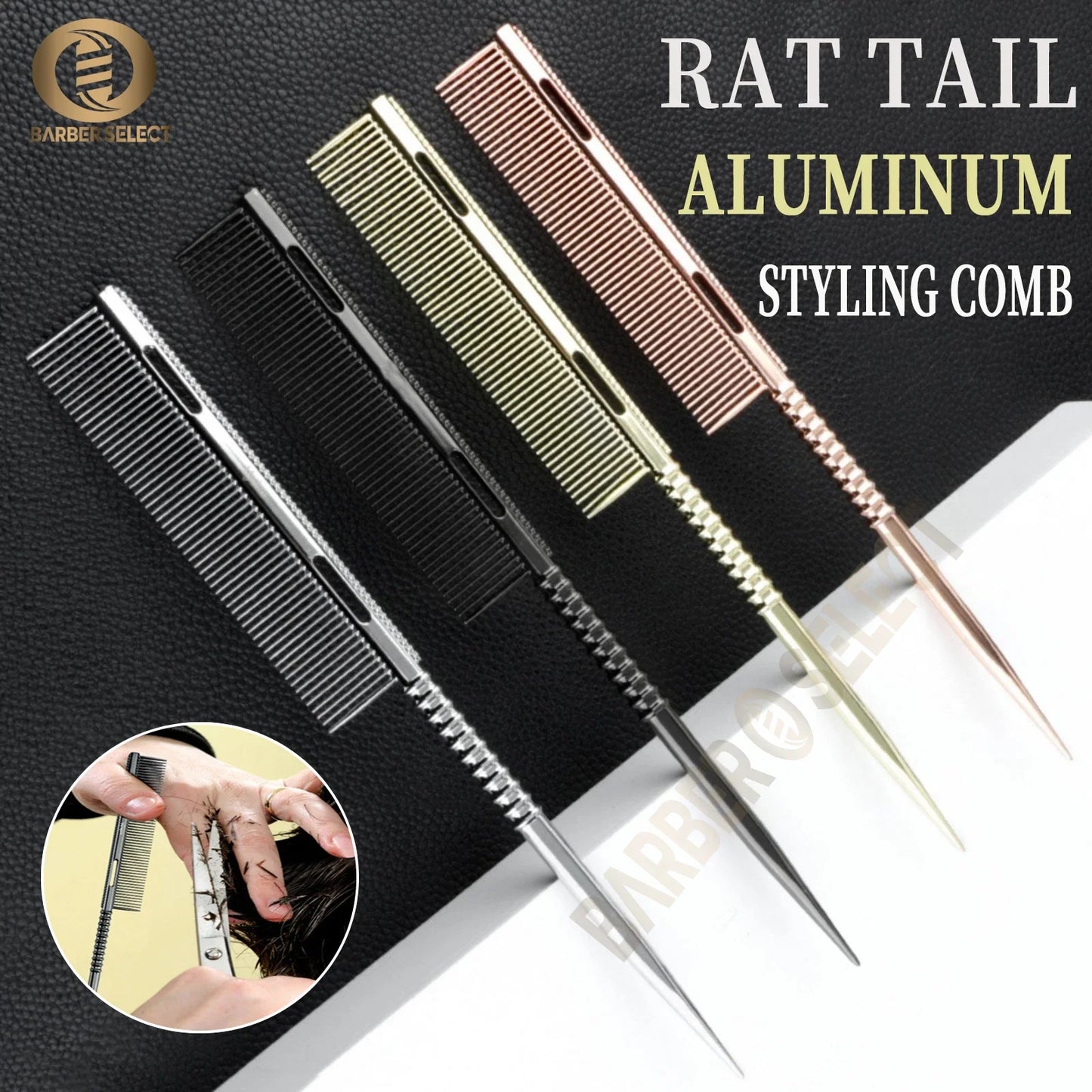 New Design Rat Tail Aluminium Styling Comb Professional Barber Heat