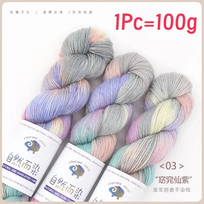 1Pc 100g/roll Merino Wool Yarn Handmade Dyed Wool Yarn Soft Sweater