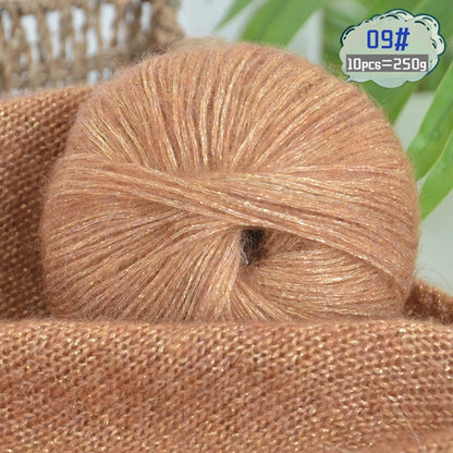 250g Large Bag of Colorful Glittery Wool Mohair Yarn, DIY Materials