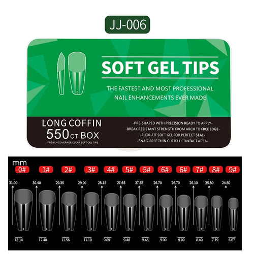 550pcs Soft Gel Nail Tips Medium Short Almond Coffin Full Cover Matte