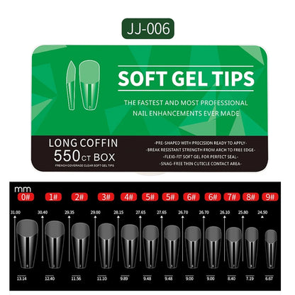 550pcs Soft Gel Nail Tips Medium Short Almond Coffin Full Cover Matte