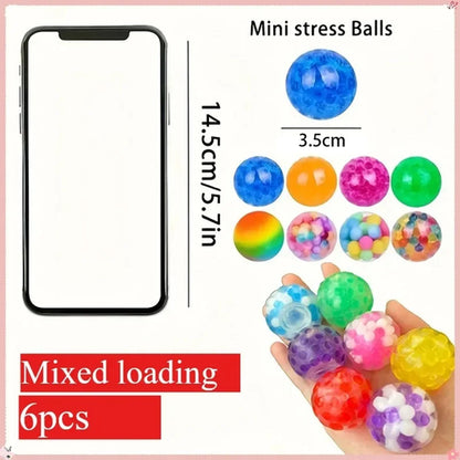 Rainbow Squeeze Ball Set (6PCS), Mini Durable Stress Relief Balls,