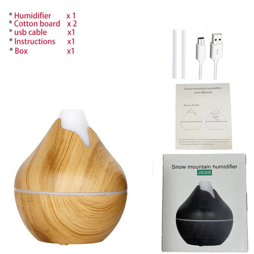 350ML USB Aroma Oil Diffuser Wood Electric Humidifier Ultrasonic Air
