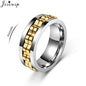 Anti Stress Rotatable Gear Chain Stainless Steel Ring for Men Punk