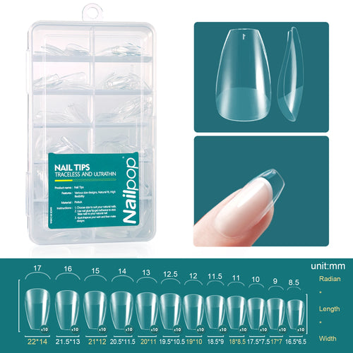 Nailpop Soft Gel Tips for Nails Acrylic Material Medium Almond/Coffin