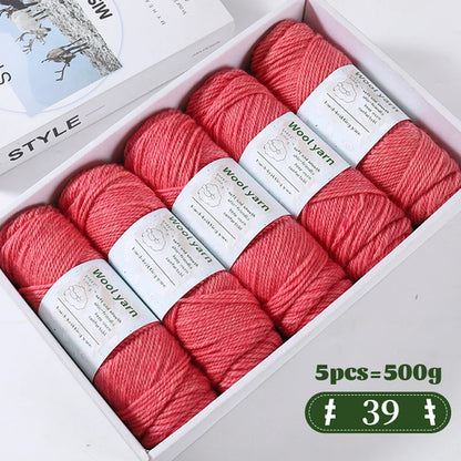 500g Gradient Dyed Rainbow Alpaca Wool Yarn, Thick Yarn for Hand