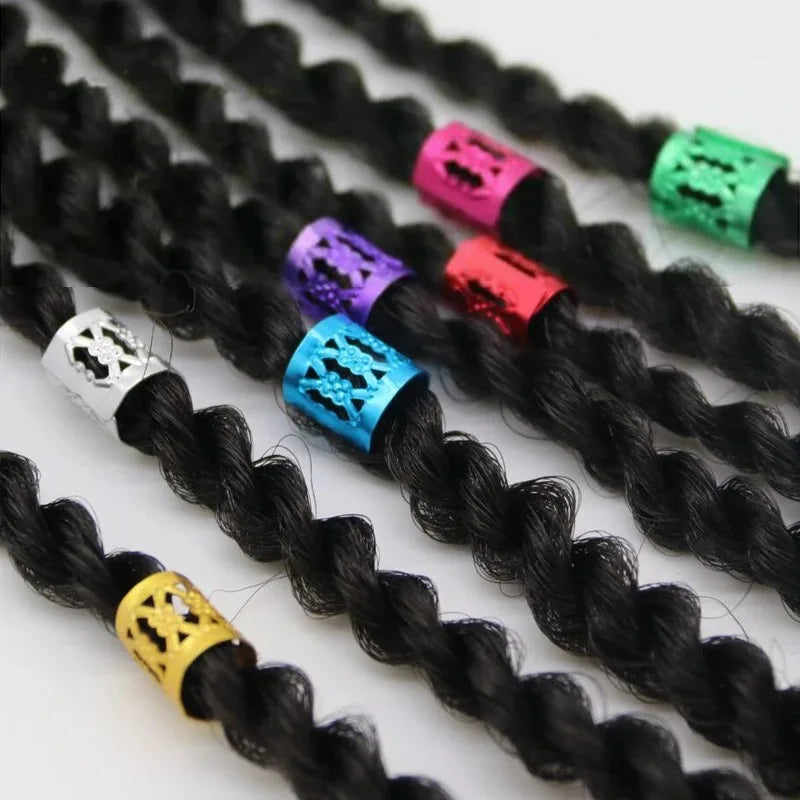 100pcs Dreadlock Hair Rings Adjustable Cuff Clip Hair Braids Loc Hair