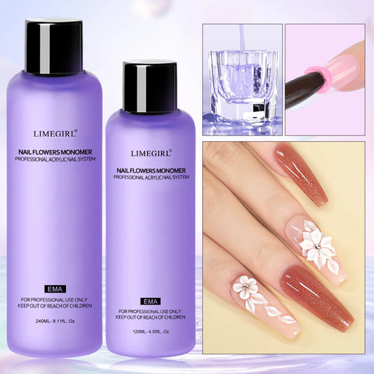 LIMEGIRL Nail Acrylic Liquid Monomer Crystal 40ml/75ml/120ml/240ml for