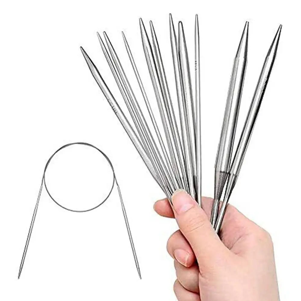 New 11PCS Stainless Steel Circular Knitting Needles Crochet Hook Set