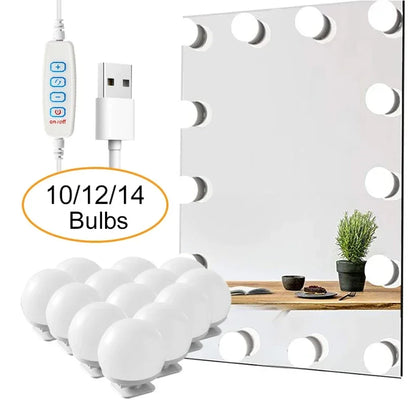 LED Detachable Bulbs Professional Makeup Mirror Lamp USB Power