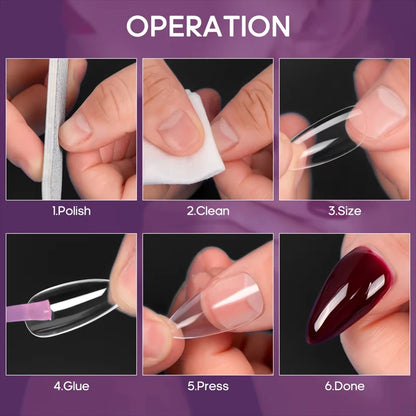 240 Almond False Nail Tips Clear Matt Soft Fake Nails Extension
