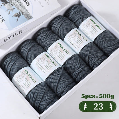 500g Gradient Dyed Rainbow Alpaca Wool Yarn, Thick Yarn for Hand