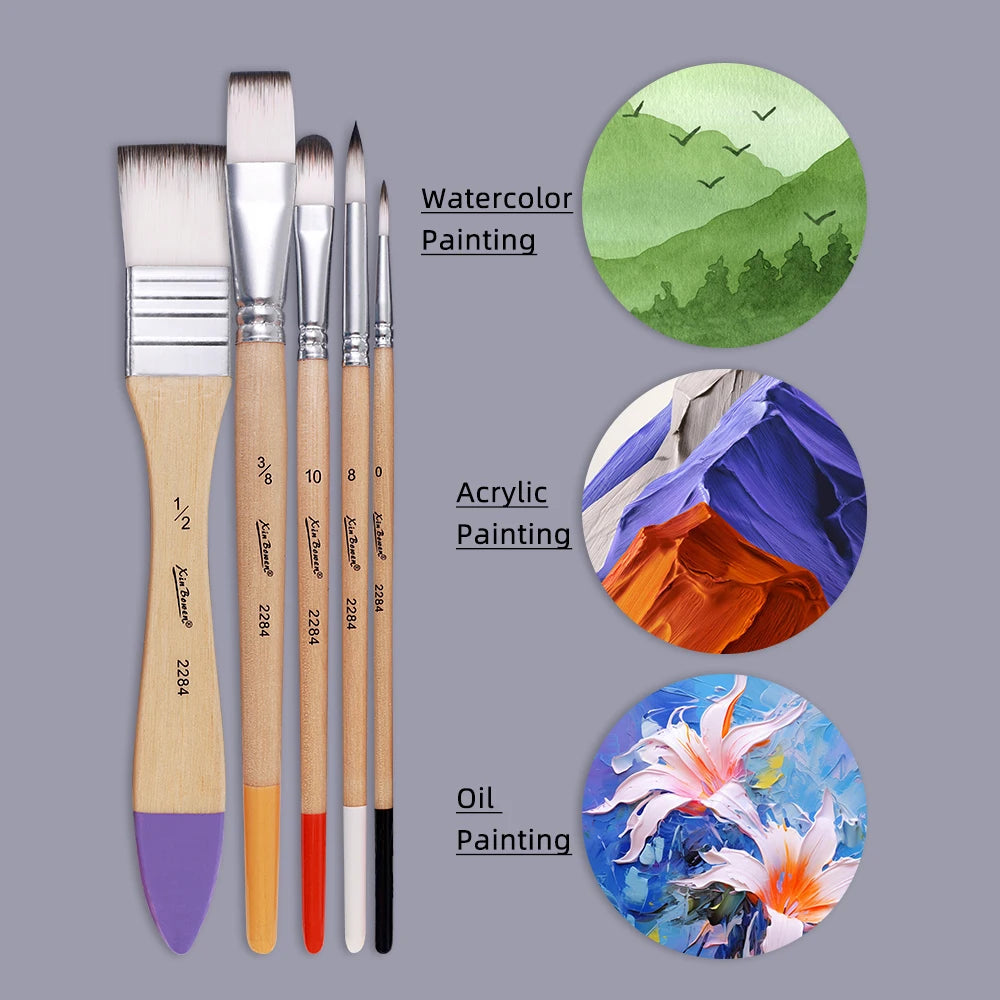 Nylon brush set, art supplies, beginner art wall painting, watercolor,