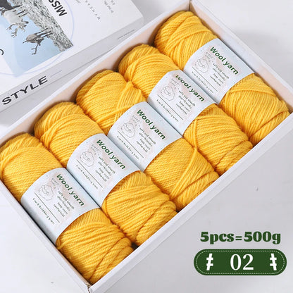 500g Gradient Dyed Rainbow Alpaca Wool Yarn, Thick Yarn for Hand