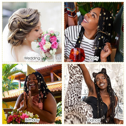 52Pcs Gold Hair Jewelry for Braids Accessories contain Hair Ropes For