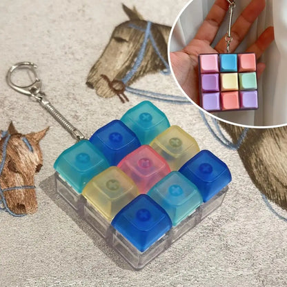 New Fidget Keychain DIY Keyboard Fidget Keychain Keys Button Relief