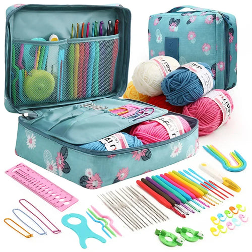 FELE 59Pcs/Set Portable Crochet Knitting Set DIY Beginner Crochet Hook