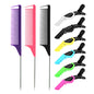 9Pc Alligator Clips Hairdresser Clips Steel Needle Tip Tail Comb Heat