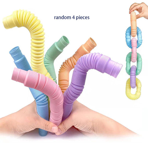 4 Pack Mini Pop Tube Sensory Fidget Toy Colorful Heavy-Duty  for