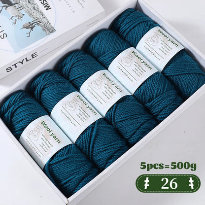 500g Gradient Dyed Rainbow Alpaca Wool Yarn, Thick Yarn for Hand