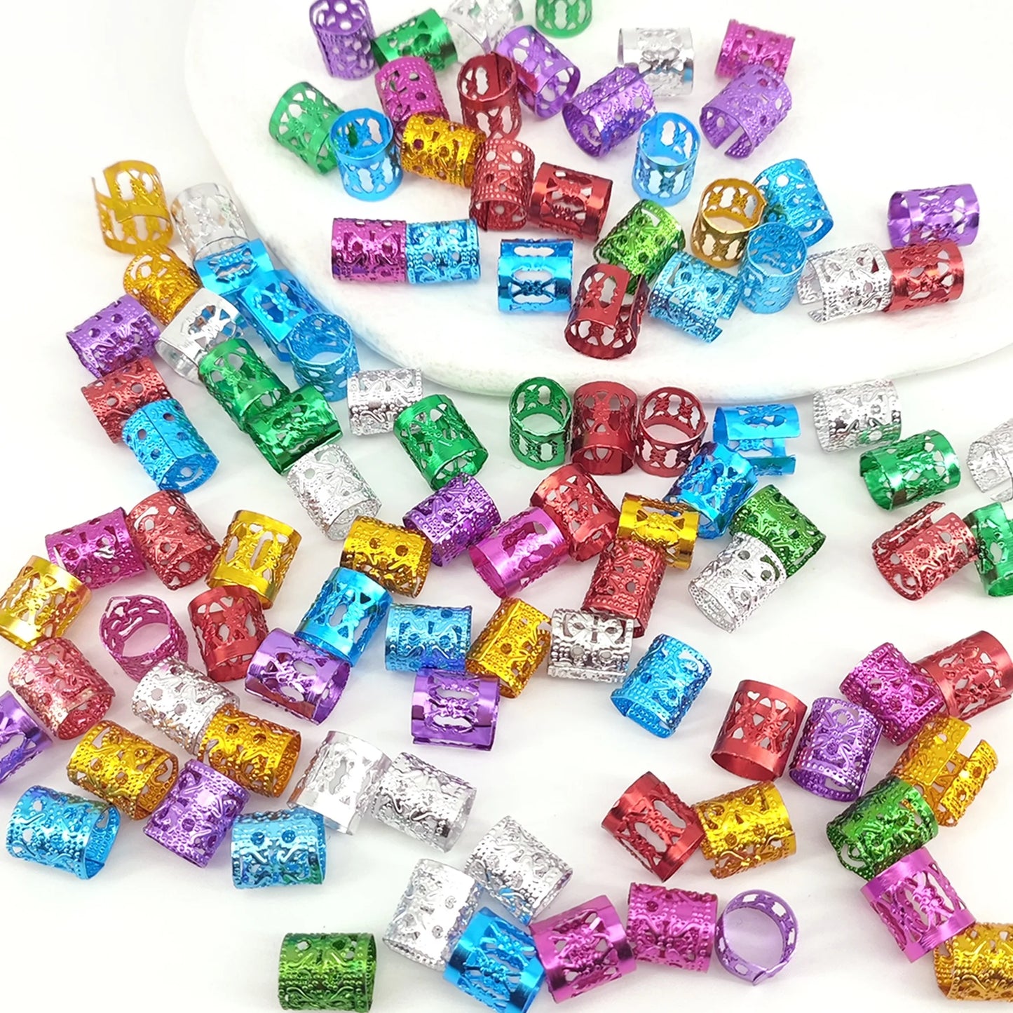 100PCS Multicolor Rings Dreadlocks Beads for Women and Girls, Braid