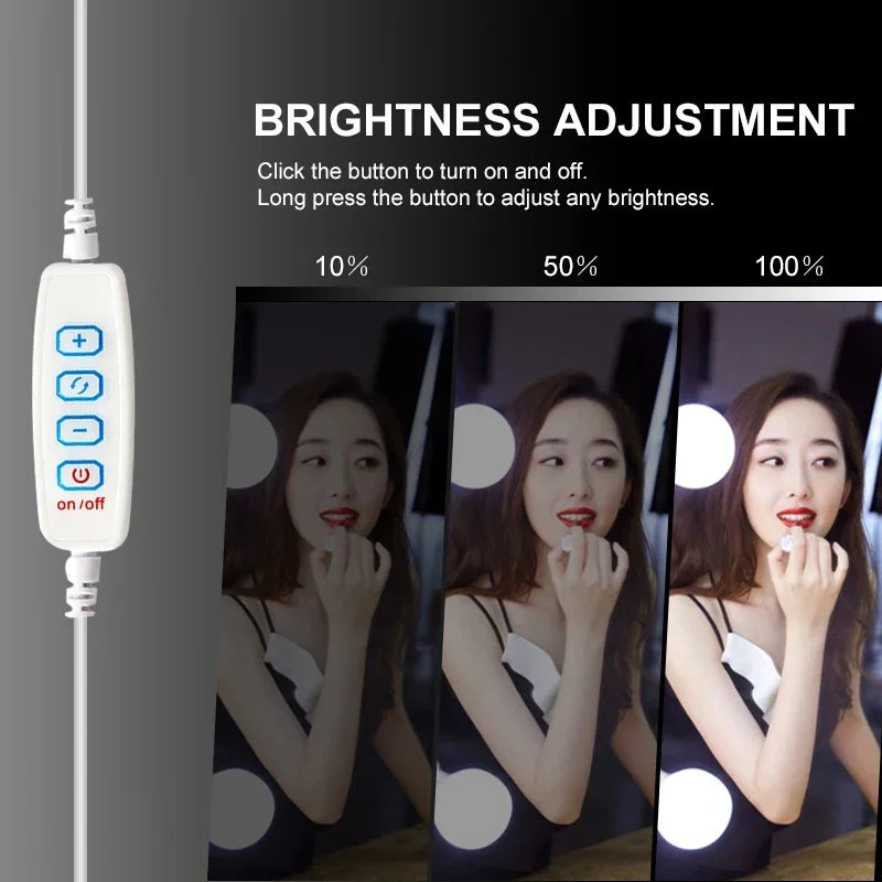 LED Detachable Bulbs Professional Makeup Mirror Lamp USB Power