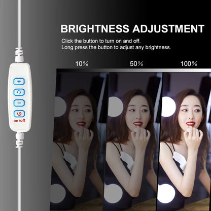 LED Detachable Bulbs Professional Makeup Mirror Lamp USB Power