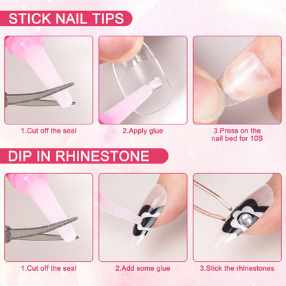 14PCS Nail Glue for Press on Nails for Nail Tips Acrylic Nail Glue