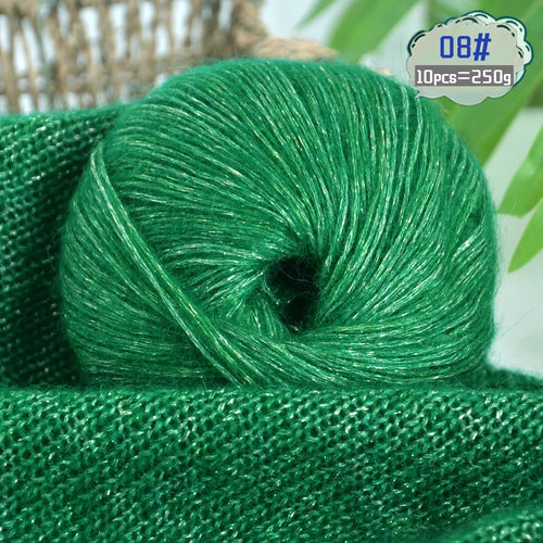 250g Large Bag of Colorful Glittery Wool Mohair Yarn, DIY Materials