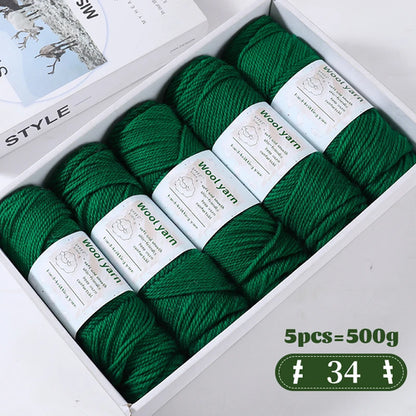 500g Gradient Dyed Rainbow Alpaca Wool Yarn, Thick Yarn for Hand
