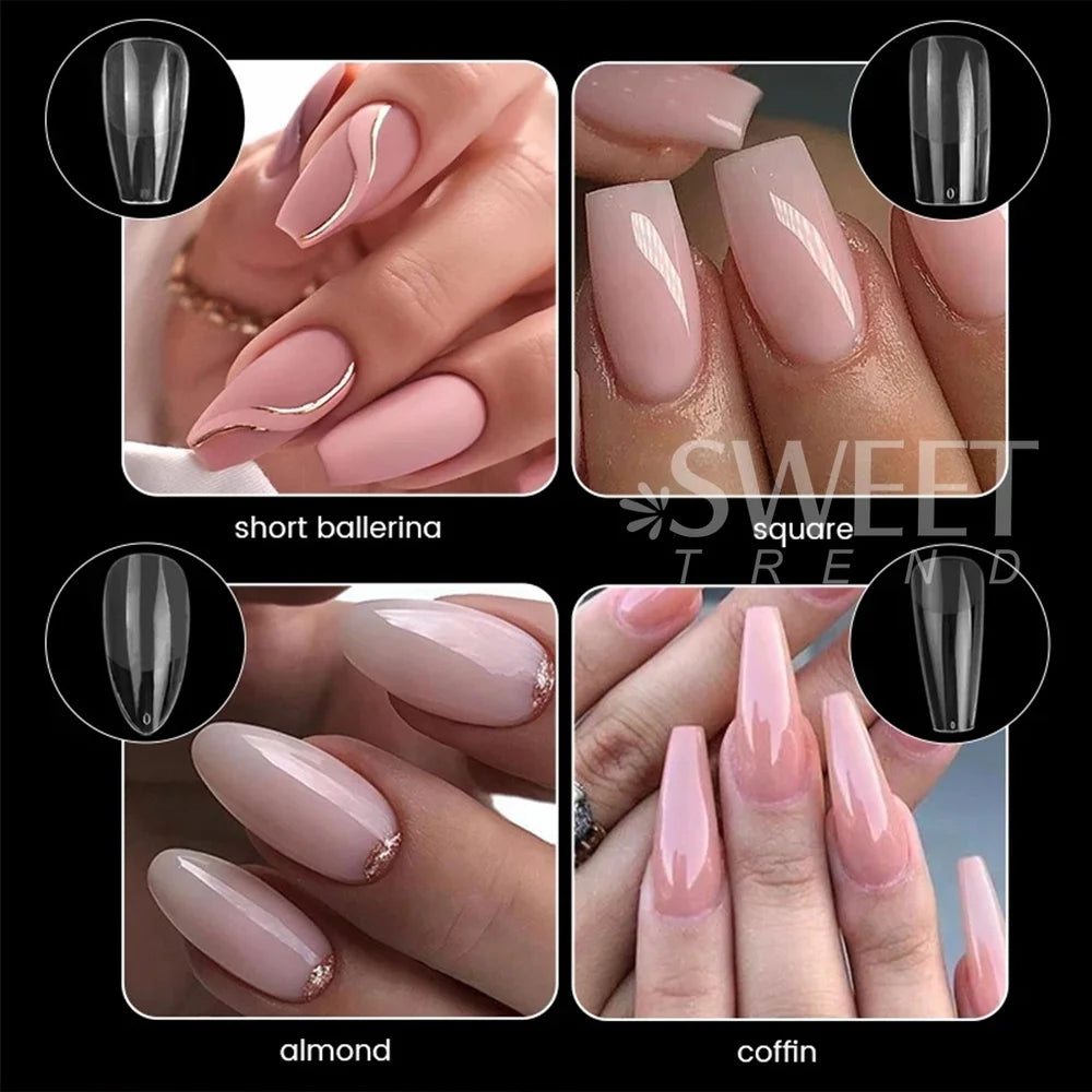 550pcs Soft Gel Nail Tips Medium Short Almond Coffin Full Cover Matte