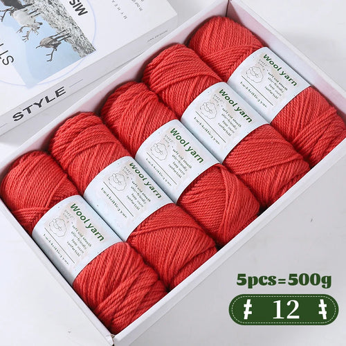 500g Gradient Dyed Rainbow Alpaca Wool Yarn, Thick Yarn for Hand
