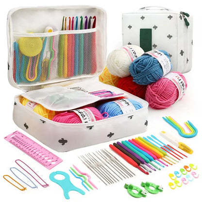 FELE 59Pcs/Set Portable Crochet Knitting Set DIY Beginner Crochet Hook