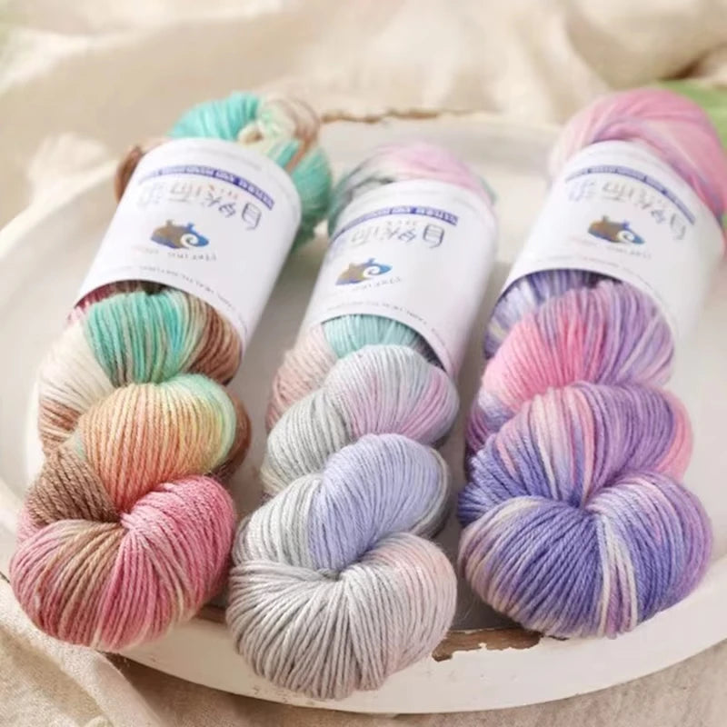 1Pc 100g/roll Merino Wool Yarn Handmade Dyed Wool Yarn Soft Sweater