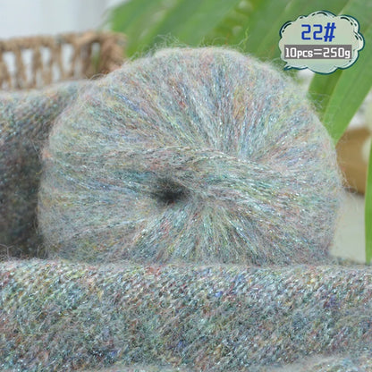 250g Large Bag of Colorful Glittery Wool Mohair Yarn, DIY Materials