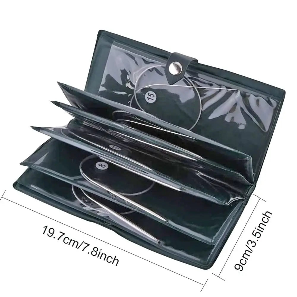 New 11PCS Stainless Steel Circular Knitting Needles Crochet Hook Set