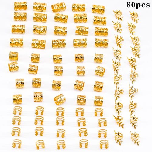 80pcs Dreadlock Hair Jewelry Accessories Hair Rings Set For Music