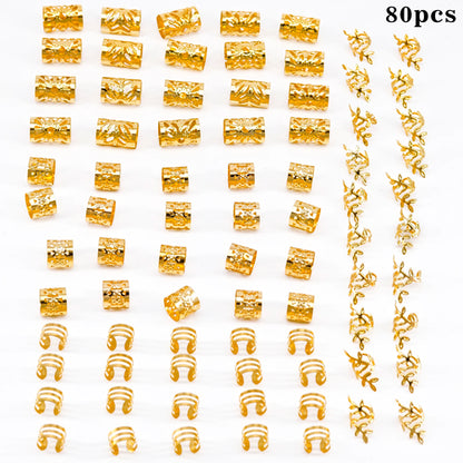 80pcs Dreadlock Hair Jewelry Accessories Hair Rings Set For Music